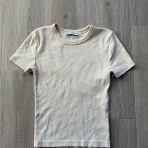 Zara Cream Ribbed Knit Top